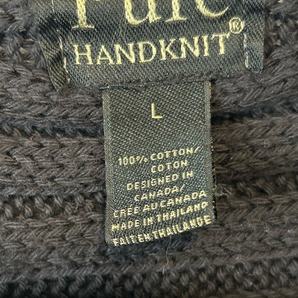 Pure Hand-knit |  Black Cardigan Sweater with Ribbed Texture | Size Large - Picture 3 of 8